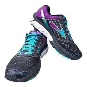 Brooks Ghost 9 Women's Size 7.5 Wide Running Shoes Black Purple Blue Sneakers